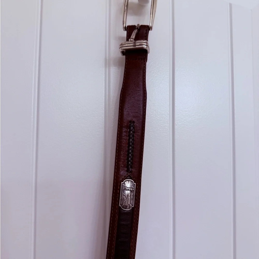 Brighton Brown Leather Belt with Silver golfers men's sz 42